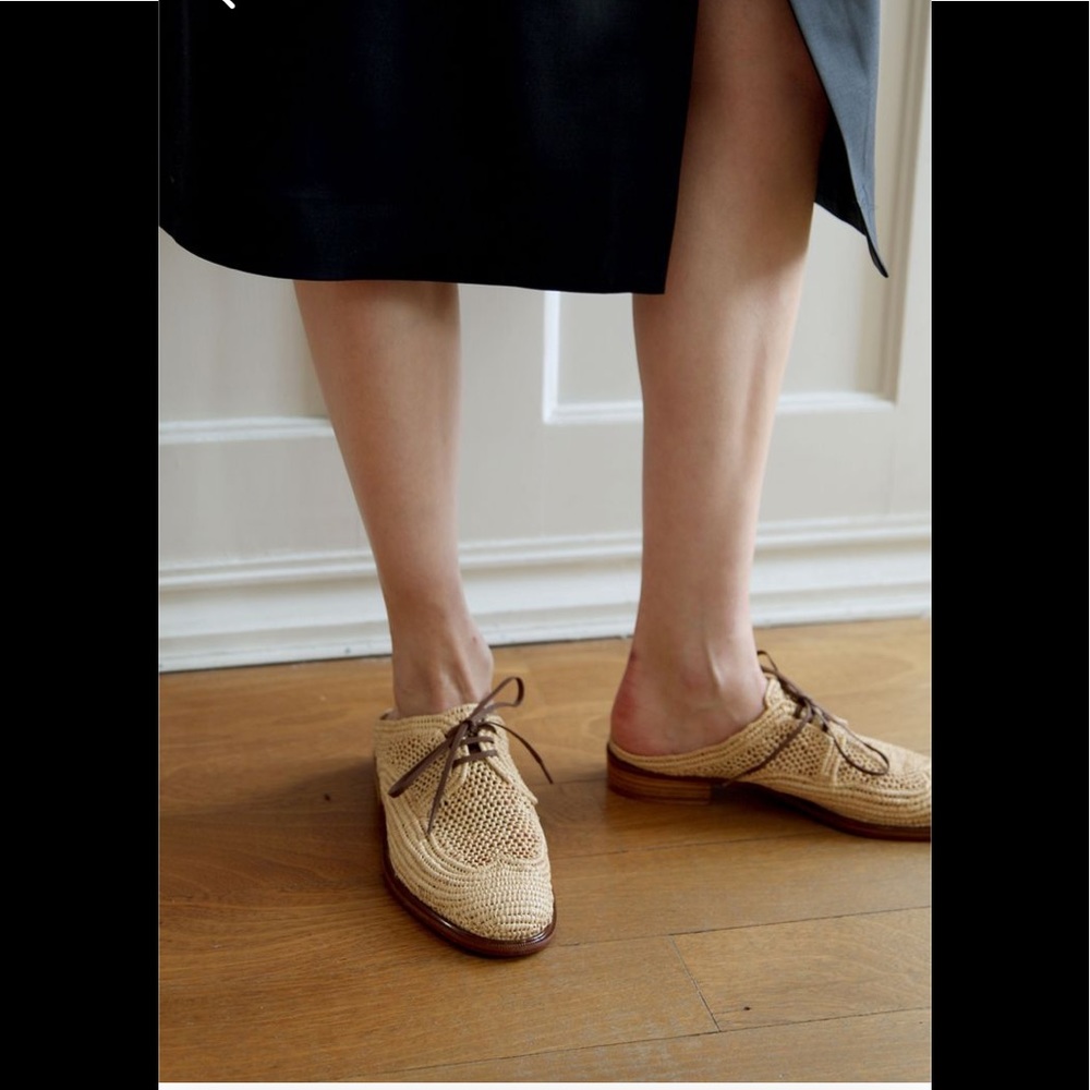 Jaly Raffia Lace Up Mule by Robert Clergerie Paris - Picture 7 of 15